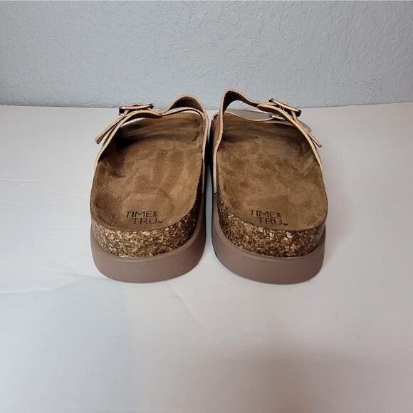 Time and Tru Metallic Pink Cork Sandals Slides Womens Size 8.5 Footbed Platform - Picture 5 of 8